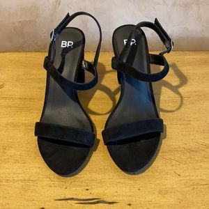 BP. Lula black block heel slingback sandals